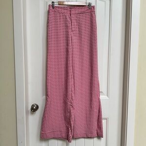 Zara Pink & Black Polka Dot High Waist Wide Slit Leg Flowy Pants. Size M